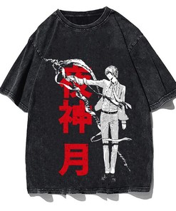 Japanese Anime Washed Cotton T-Shirt in Unisex Vintage Anime Shirt - Great Gift for Fans