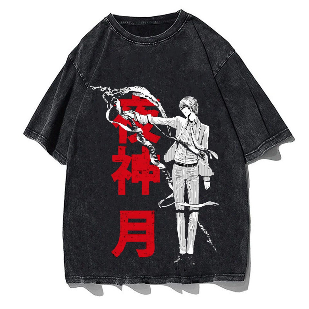 Japanese Anime Washed Cotton T-Shirt in Unisex Vintage Anime Shirt - Great Gift for Fans