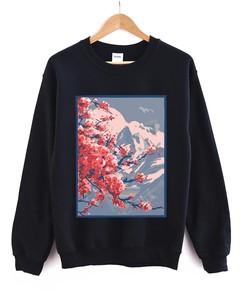 Japanese Blossom Sweatshirt - Sakura Aesthetic Hoodie - Kawaii Flowers and Anime Design