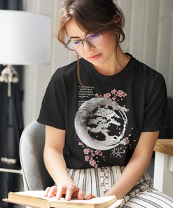 Japanese Cherry Blossom Aesthetic T-Shirt, Cute Flower Tee for Anime Fans