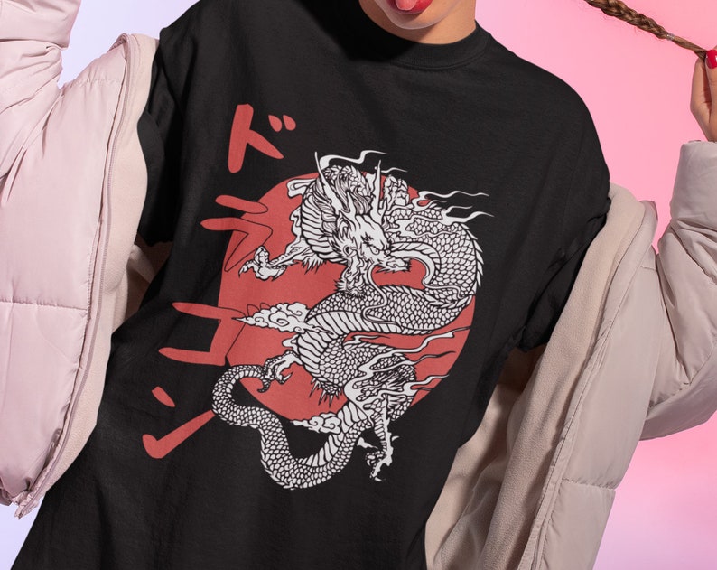 Japanese Dragon Aesthetic Tee - Unisex Print Shirt with Bonus Gift for Anime Lovers - Image 2