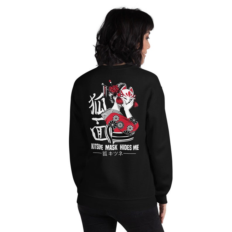 Japanese Fox Kitsune Anime Sweatshirt - Unisex Mask Hoodie for Japan Lovers - Image 3