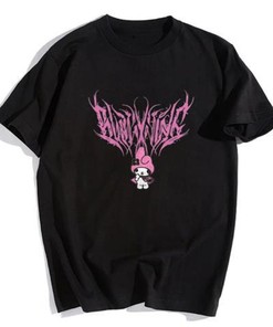 Japanese Manga Shirt, Cotton Black Anime Tee for Women, Harajuku Clothing with Vintage Style Design, Ideal Anime Lover Gift