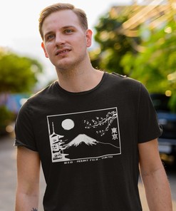 Japanese Mount Fuji Tee - Tokyo Aesthetic Shirt with Bonus Gift for Anime Lovers