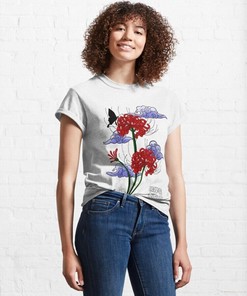 Japanese Red Spider Lily Flower Shirt with Gothic Harajuku Tee and Unisex Goth T-Shirt for a dark look