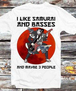 Japanese Samurai Moon Basses Anime Tee - Vintage Retro Unisex Top