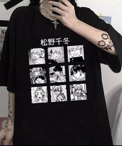 Japanese T-Shirt, Harajuku Clothing with Black Cotton Tee, Stylish Manga Shirt, Best Gift for Anime Lovers