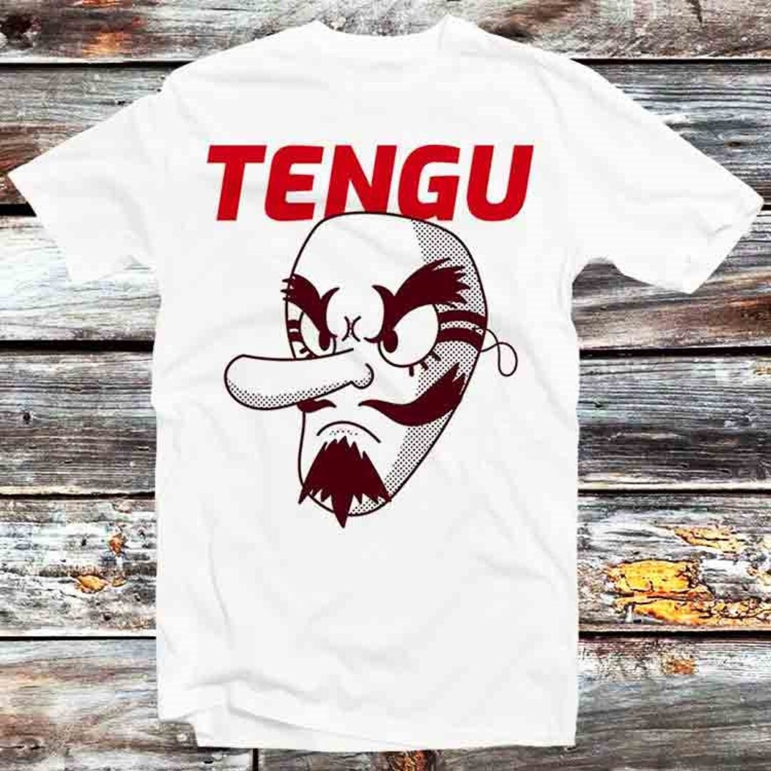 Japanese Tengu Supernatural Tee - Evil Face Cartoon Anime Top