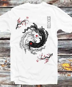 Japanese Yin Yang Axolotl Tee - Cute Design Ideal Gift For Anime Fans