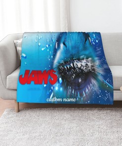 Jaws Quilt Blanket Set with Custom Name - Ideal for Home Decoration & Picnics