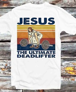 Jesus The Ultimate Deadlifter Meme Tee - Cool Vintage Retro Anime T-Shirt for Gym Goers, Great Gift