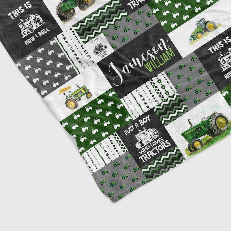Just A Boy Who Loves Tractors Blanket - Custom Baby Quilt Bedding Set - Perfect for Bedroom Decor, Great Gifts for Family - Image 3