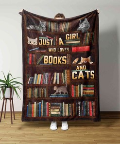 Just A Girl Who Loves Books And Cats Blanket - Personalized Name Quilt Blanket Bedding Set - Great Gifts for Family and Home Decoration