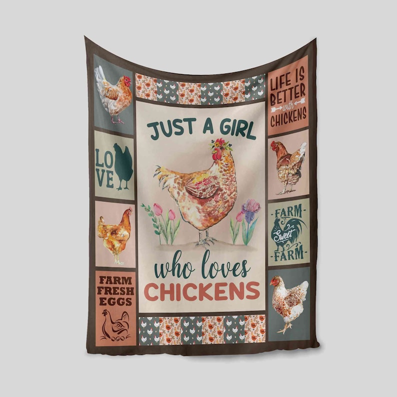 Just A Girl Who Loves Chickens Blanket - Personalized Name Quilt Blanket - Farm Decor Blanket, Great Gifts for Family - Image 2