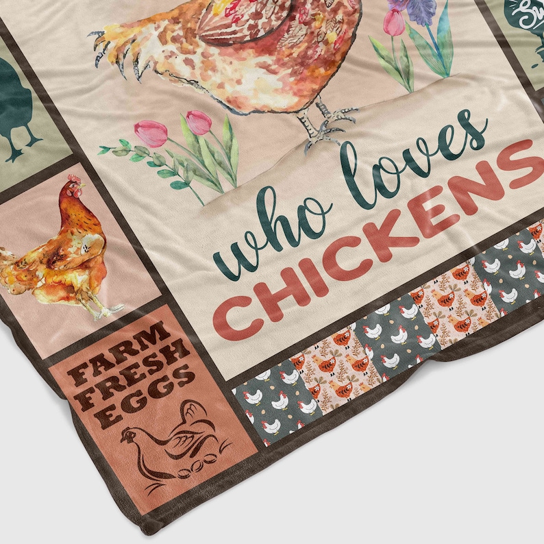 Just A Girl Who Loves Chickens Blanket - Personalized Name Quilt Blanket - Farm Decor Blanket, Great Gifts for Family - Image 3
