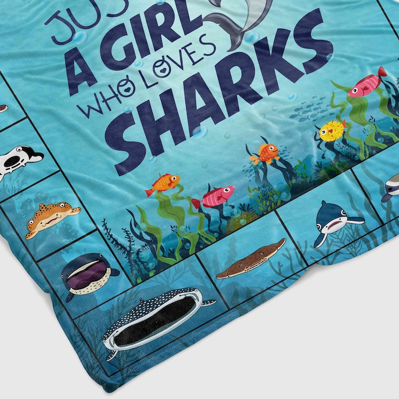 Just A Girl Who Loves Sharks Blanket - Personalized Name Quilt Blanket - Home Decoration, Great Gifts for Family - Image 2