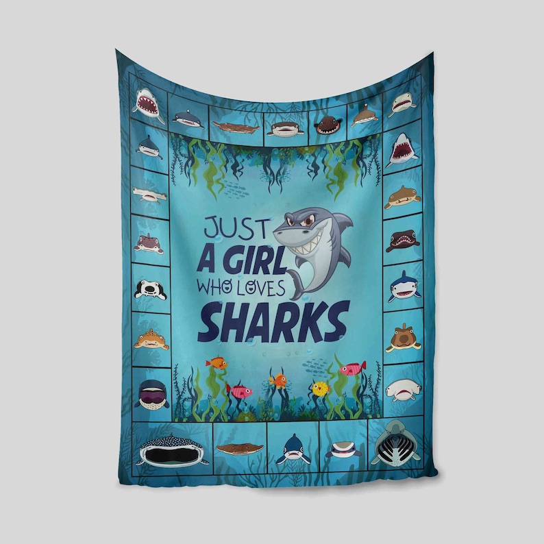 Just A Girl Who Loves Sharks Blanket - Personalized Name Quilt Blanket - Home Decoration, Great Gifts for Family - Image 3