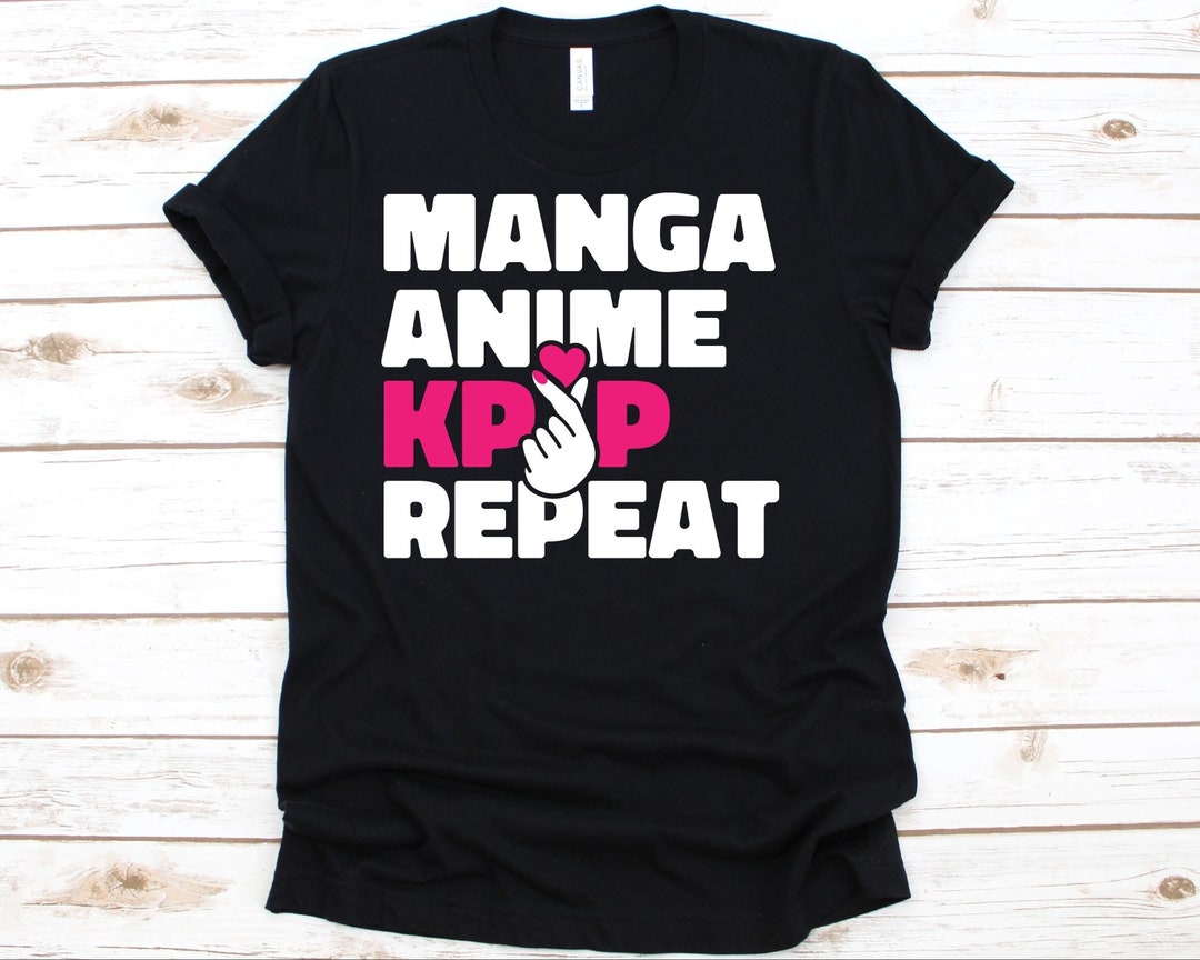 K-Pop and Manga T-Shirt, Ideal Anime Lover Gift for Korean Music and Anime Fans, Finger Heart Design Included