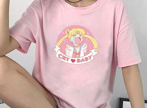 Kawaii Aesthetic Shirt - Cry Baby Usagi Sailor Moon Tee, Unisex Anime Clothing