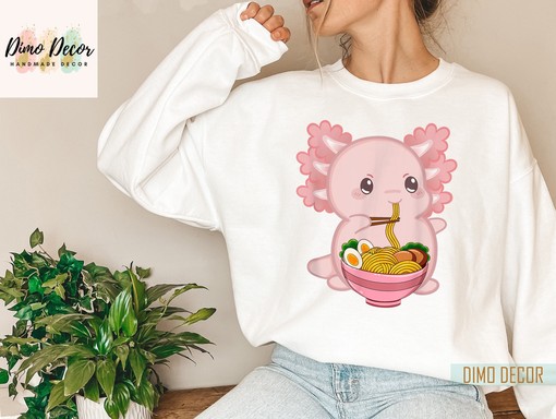 Kawaii Anime Axolotl Ramen Noodle Tee - Cute Axolotl Shirt for Fans and Lovers of Japanese Animation and Manga #OH206
