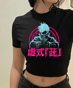Kawaii Anime Crop Tops for Women - Street Style Graphic Tee, Cute Anime Tee