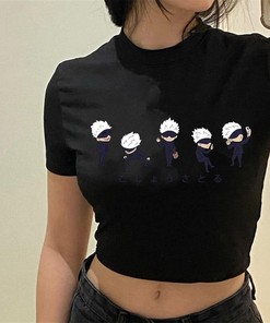 Kawaii Anime Crop Tops for Women - Street Style Graphic Tee, Cute Anime Tee, Gift for Anime Lovers