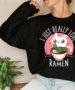 Kawaii Cat Gifts T-Shirt - Love Ramen Japanese Noodles Shirt for Ramen and Cat Lovers
