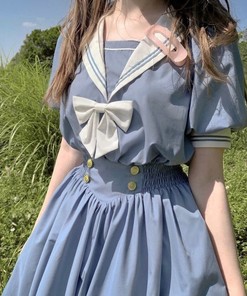 Kawaii Clothing Lovers - Dreamy Blue Sailor School Dress Shirt