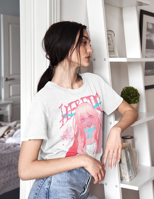 Kawaii Demon Heretic Vanilla T-Shirt - Pastel Mall Goth Apparel with Grunge Design