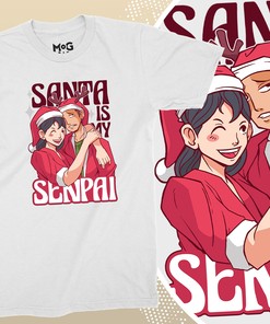 Kawaii Manga Senpai Christmas T-Shirt - Cute Illustration of Santa in Anime Style