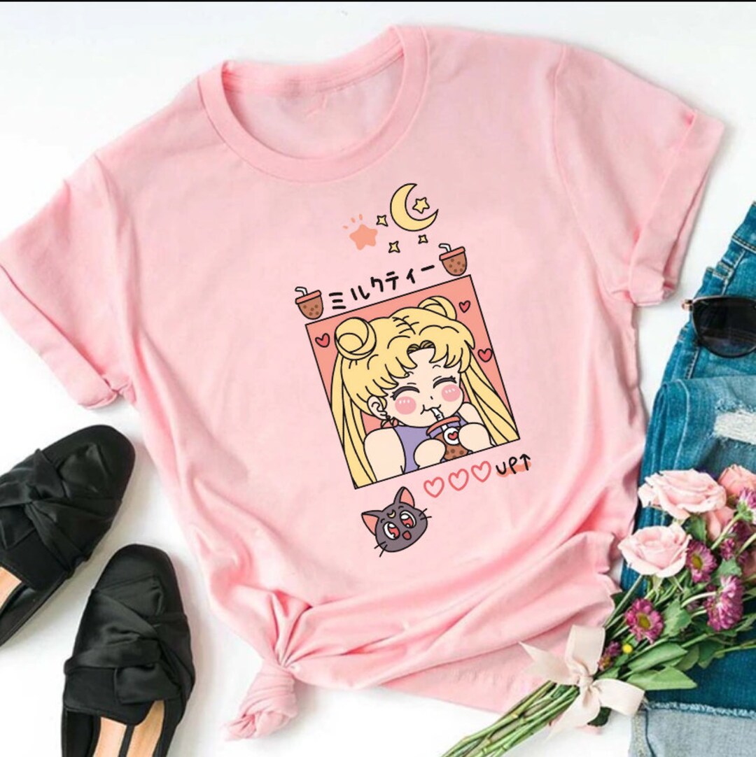Kawaii Sailor Moon Aesthetic Tee, Ideal Harajuku Clothing Gift for Anime Lovers