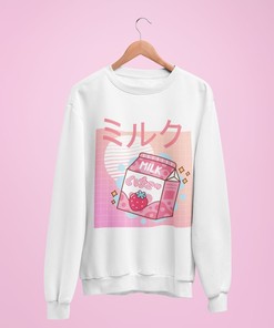 Kawaii Sweatshirt Collection - Vaporwave Aesthetic Clothing - Strawberry Milk, Harajuku Anime, Unisex Sweatshirt