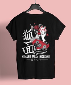 Kitsune T-Shirt Kyoto with Japanese Fox Mask Shirt and Traditional Sakura Tee for Anime Lovers +1