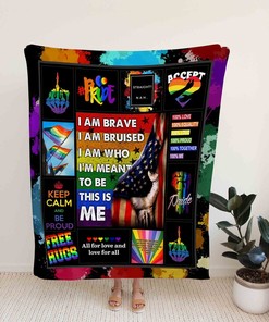 LGBT Pride Blanket - Personalized Name Quilt Blanket - Sofa Blanket, Great Gifts for Family