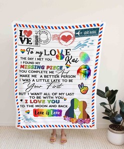 LGBT Rainbow Pride Personalized Quilt Blanket for Couple - Perfect Christmas Gifts for Family and Home Decoration