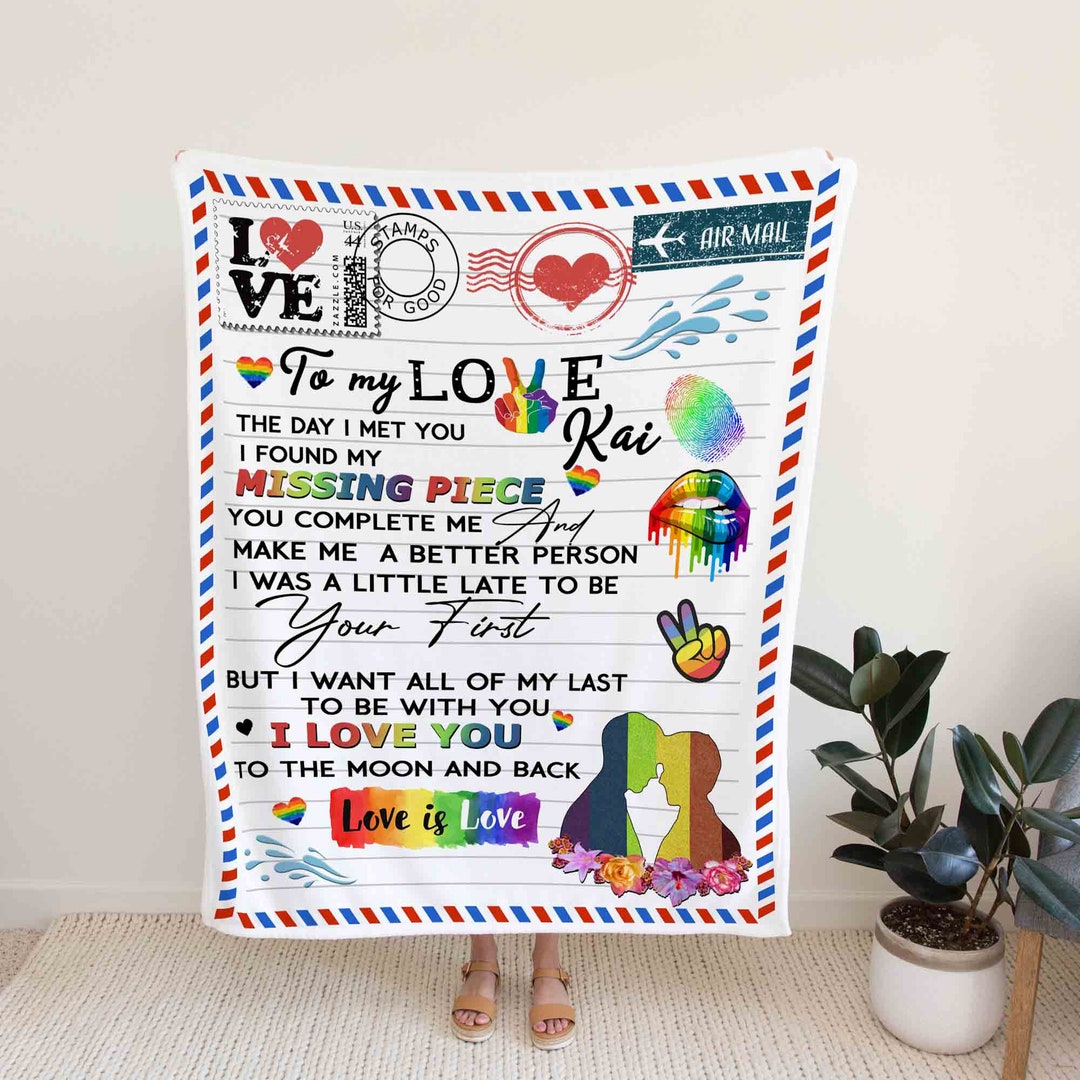LGBT Rainbow Pride Personalized Quilt Blanket for Couple - Perfect Christmas Gifts for Family and Home Decoration