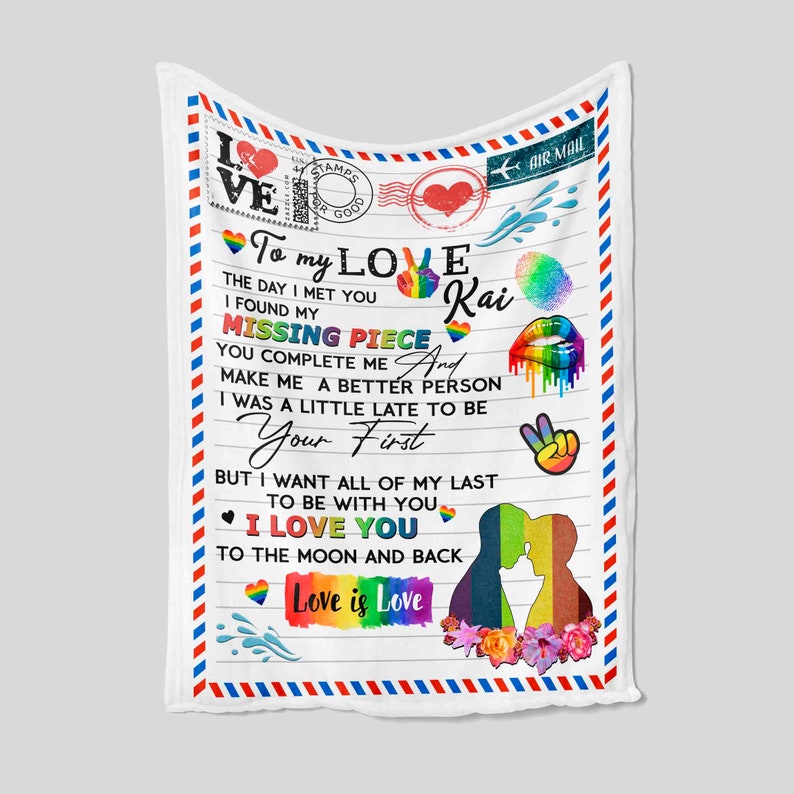 LGBT Rainbow Pride Personalized Quilt Blanket for Couple - Perfect Christmas Gifts for Family and Home Decoration - Image 2