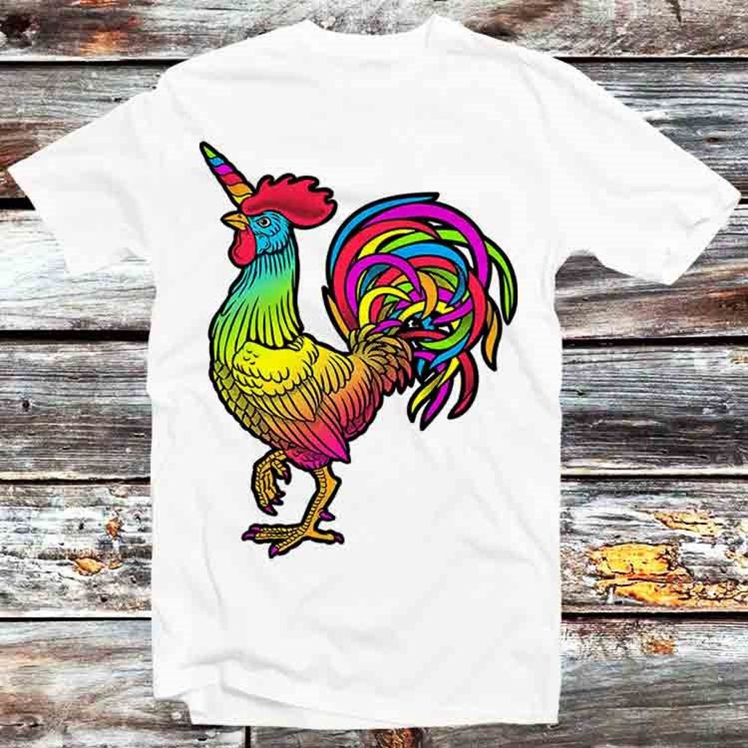 LGBT Unicorn Chicken Rainbow Unisex Cartoon Anime Tee - Vintage Retro Gift for the Proud and the Animal Lovers