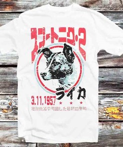 Laika 1957 Space CCCP Astronaut Dog Tee - Vintage Style Gift with Sad Story