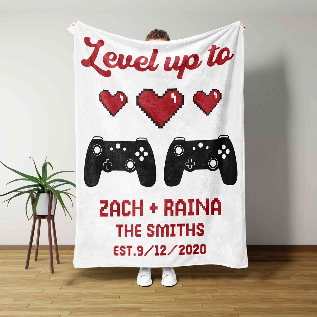 Level Up To Heart Blanket - Custom Gamer Quilt Bedding Set - Sofa Blanket, Great Gifts for Family