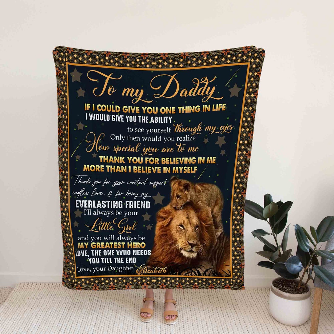 Lion Dad Custom Quilt Blanket For Daddy - Great for Home Decoration