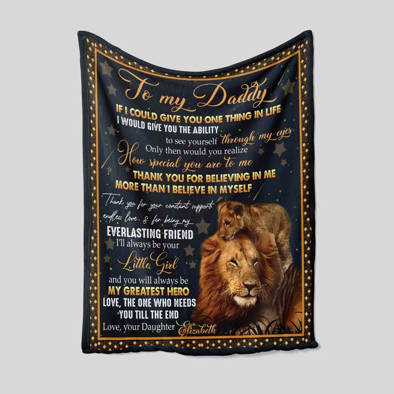 Lion Dad Custom Quilt Blanket For Daddy - Great for Home Decoration - Image 2