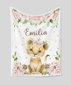 Lion and Flower Quilt Blanket - Family Gift for Home Decoration