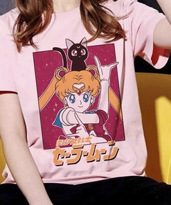 Luna and Usagi Aesthetic Tee - Kawaii Sailor Moon Shirt - Harajuku Clothing - Anime Gift for Fans