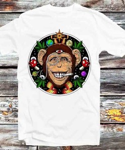 Magic Mushroom Psychedelic Monkey Graphic Tee - Cool Stoner Gift
