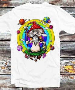 Magic Mushroom Rainbow Buddha Yoga Zen Om Universe T-Shirt - Cartoon Anime Top Tee