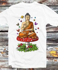 Magic Mushrooms Godess Buddha Unisex Anime T-Shirt - Spiritual and Yoga Lover Gift