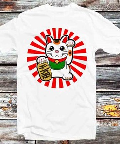 Maneki-Neko Lucky Cat Chinese Hoodie, Vintage Style Anime Lovers Gift - Unisex Cartoon Top