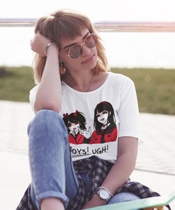 Mean Waifu Clothing Boys Ugh T-Shirt - Scary Anime Girls Femdom with Tsundere Design