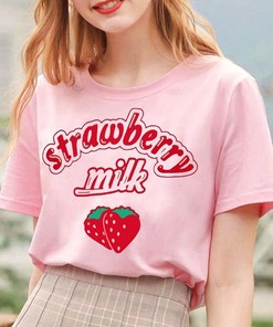 Milk Shirt Collection - Japan Aesthetic Clothing - Strawberry Milk, Banana Milk, Peach Milk, Kawaii Shirt